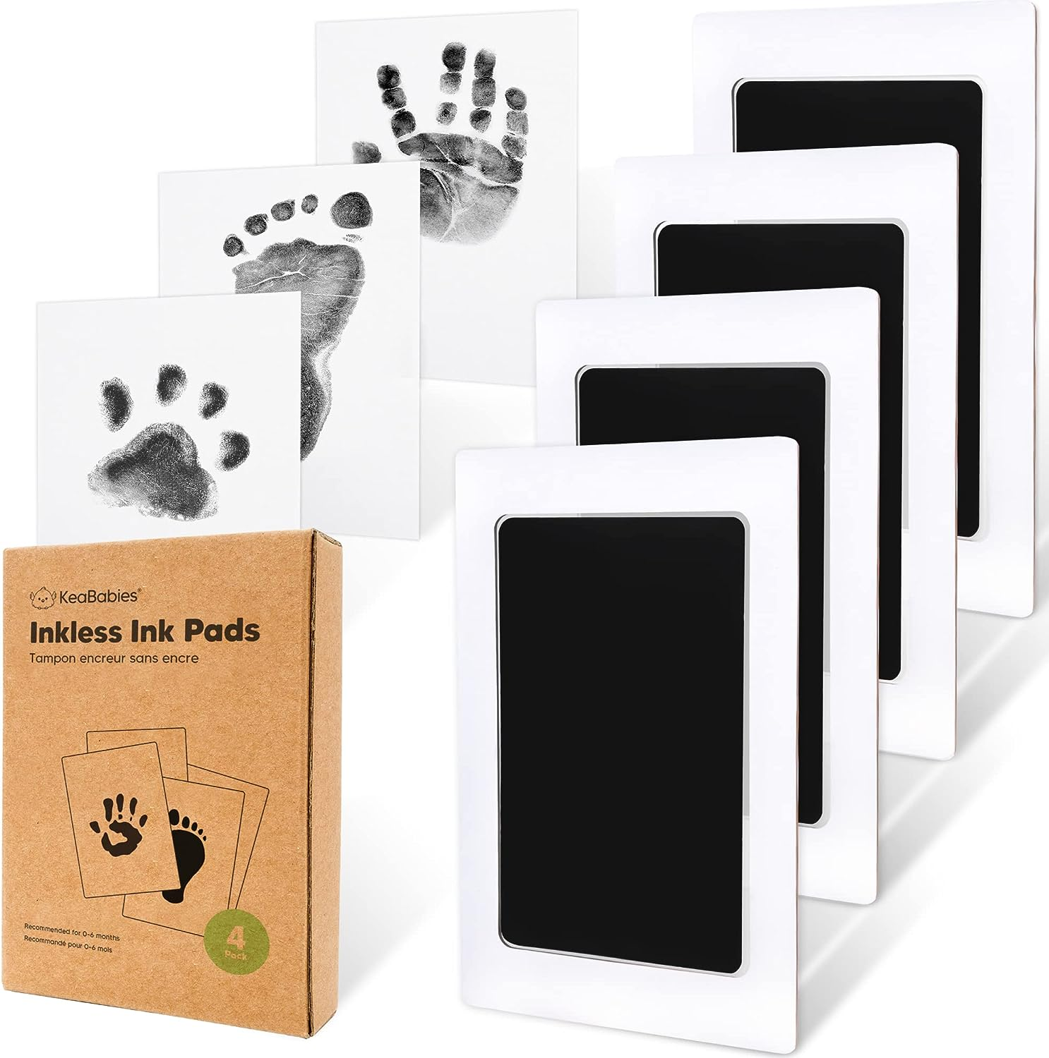 4-Pack Inkless Hand and Footprint Kit - Ink Pad for Baby Hand and Footprints - Dog Paw Print Kit, Dog Nose Print Kit - Baby Footprint Kit, Clean Touch Baby Foot Printing Kit, Handprint Kit (Jet Black) image number 3