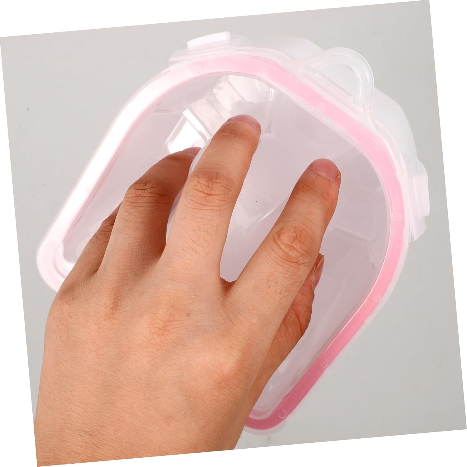 Baluue Nail Soaking Bowls 3-Piece Set Pink Double-Layer Manicure Soaking Container Hand Care Tool for Dead Skin Softening and Exfoliation image number 4