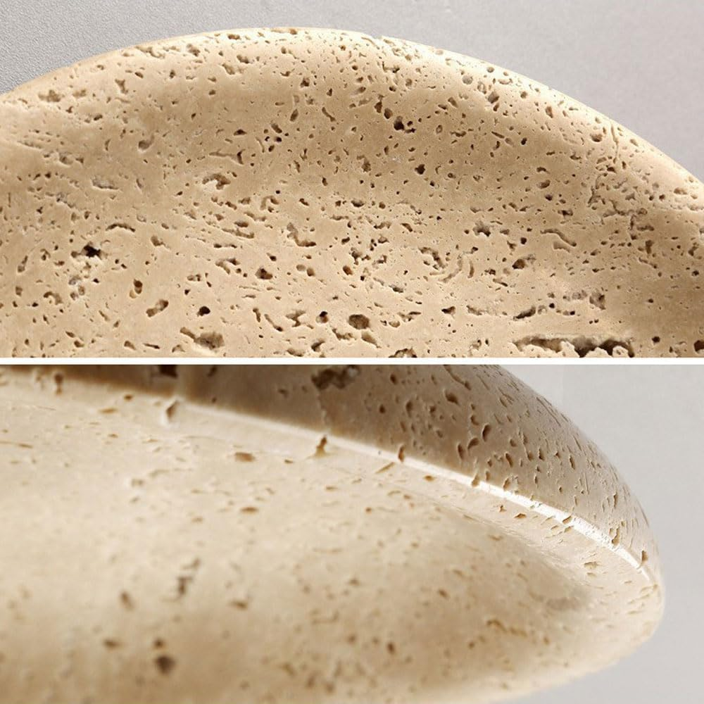 Yellow Travertine Wall Lamp Wabi Sabi Wall Sconce Lighting Fixture round Wood Wall Light, Natural Stone Wall Sconces Hardwired Wall Lights for Bedroom Living Room Stairs XXZ image number 1