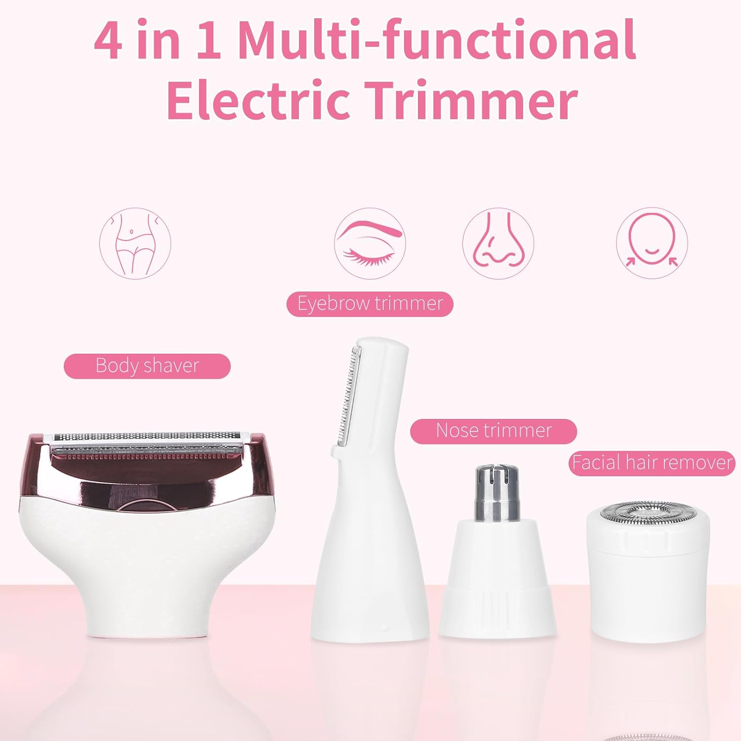 Beanify Electric Razors LED Display for Women Men, 2025 Wet/Dry Lady Electric Shaver,4 in 1 Cordless Hair Remover with IPX7 Waterproof,Smooth & Silky Portable Bikini Electric Grooming Set (White) image number 5