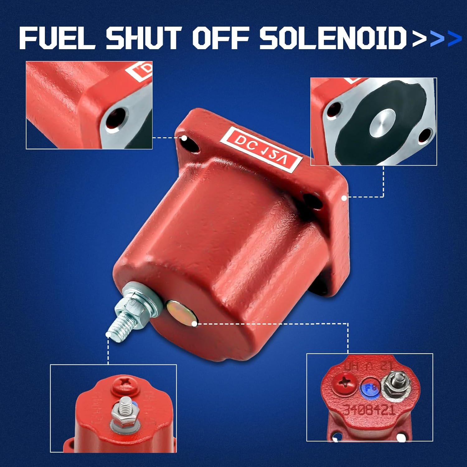 4024808 3054608 12V Fuel Shut off Solenoid Valve for Cummins N14 NTA855 KTA19 KT50 305461 M11 K38 K50 MTA11G1G2 KTA38 KT38P780 KTA19G3G4 KTA38G2 KTA38G5 Stop Solenoid Valve Diesel image number 1