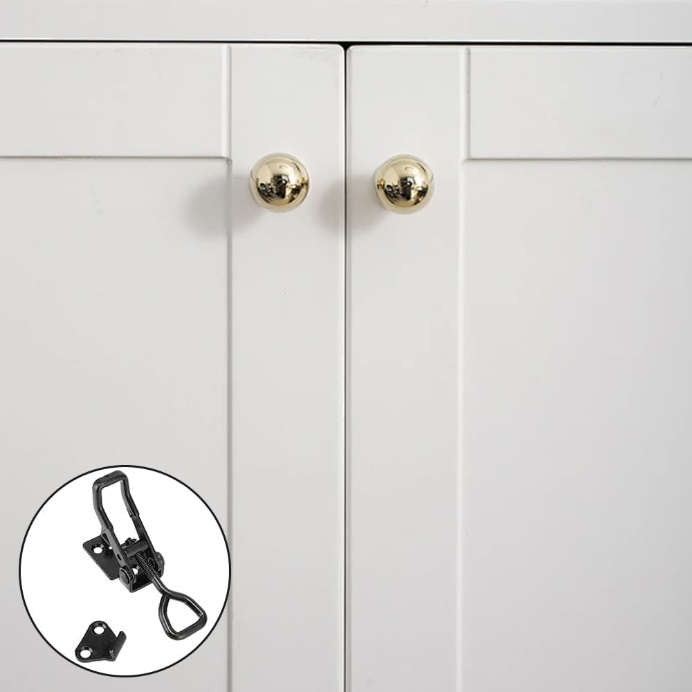 4 Pack Toggle Latch Clamp 4002 180KG Holding Capacity Toggle Latches with Lock-Hole Adjustable Heavy Duty Medium Latch for Lid Tool Box Cases (Black) (Black) image number 4