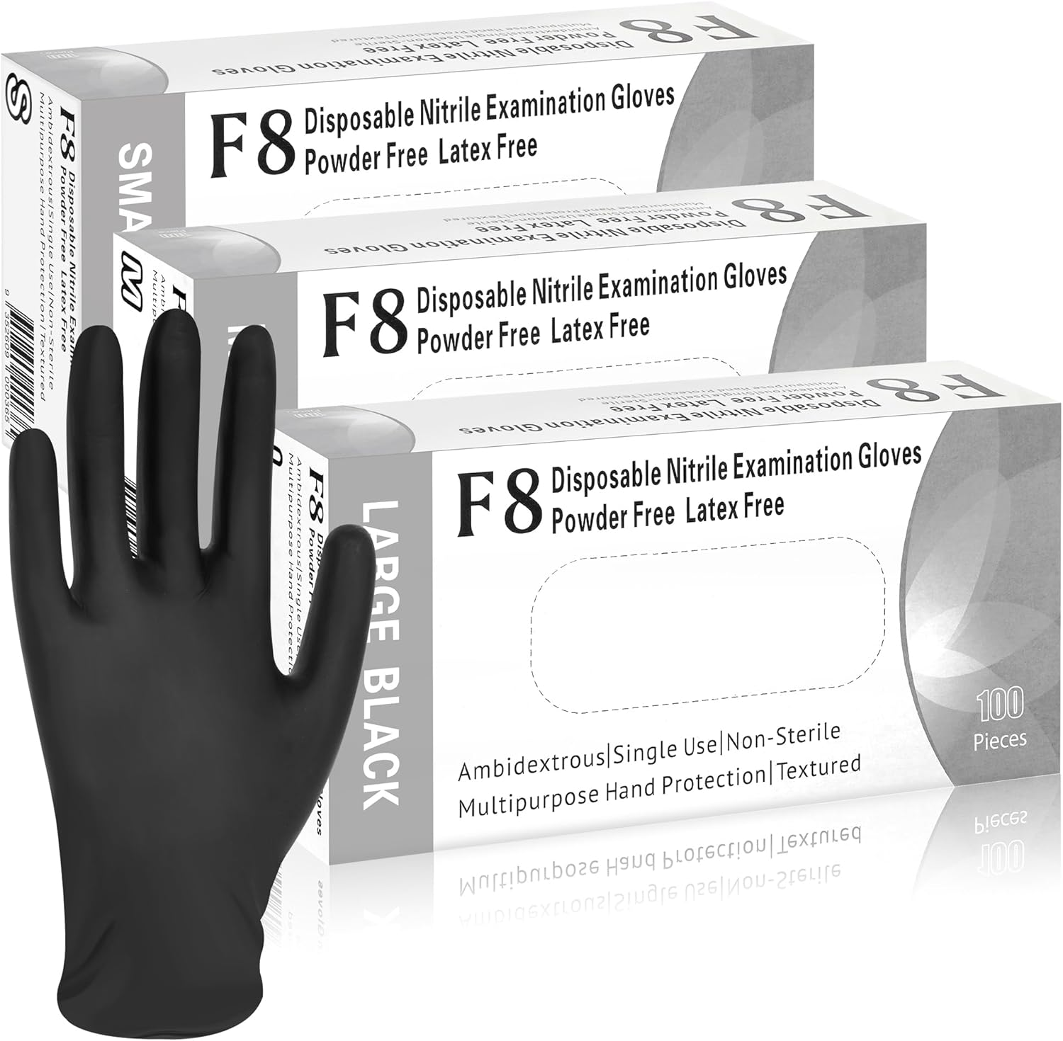 3Box (300Gloves) Black Nitrile Gloves image number 5