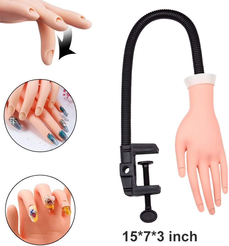 Nail Training Practice Hand for Acrylic Nails, Fake Hand Manicure Practice Tool Nails Practice, Flexible Bendable Mannequin Hand, Training Movable and Flexible Fake Hand Kit image number 2