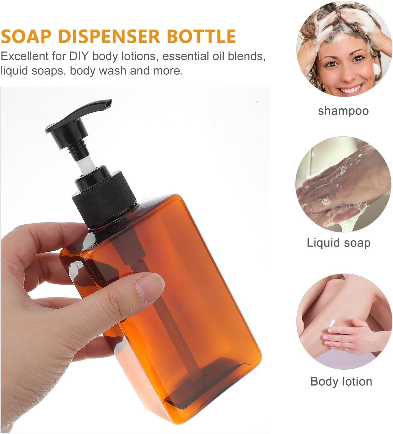 PAMINGONO Soap Dispenser Bottle 2Pcs 280Ml Amber Refillable Plastic Pump Bottles for DIY Body Lotions and Essential Oil Blends Bathroom and Kitchen Use Random Color image number 2