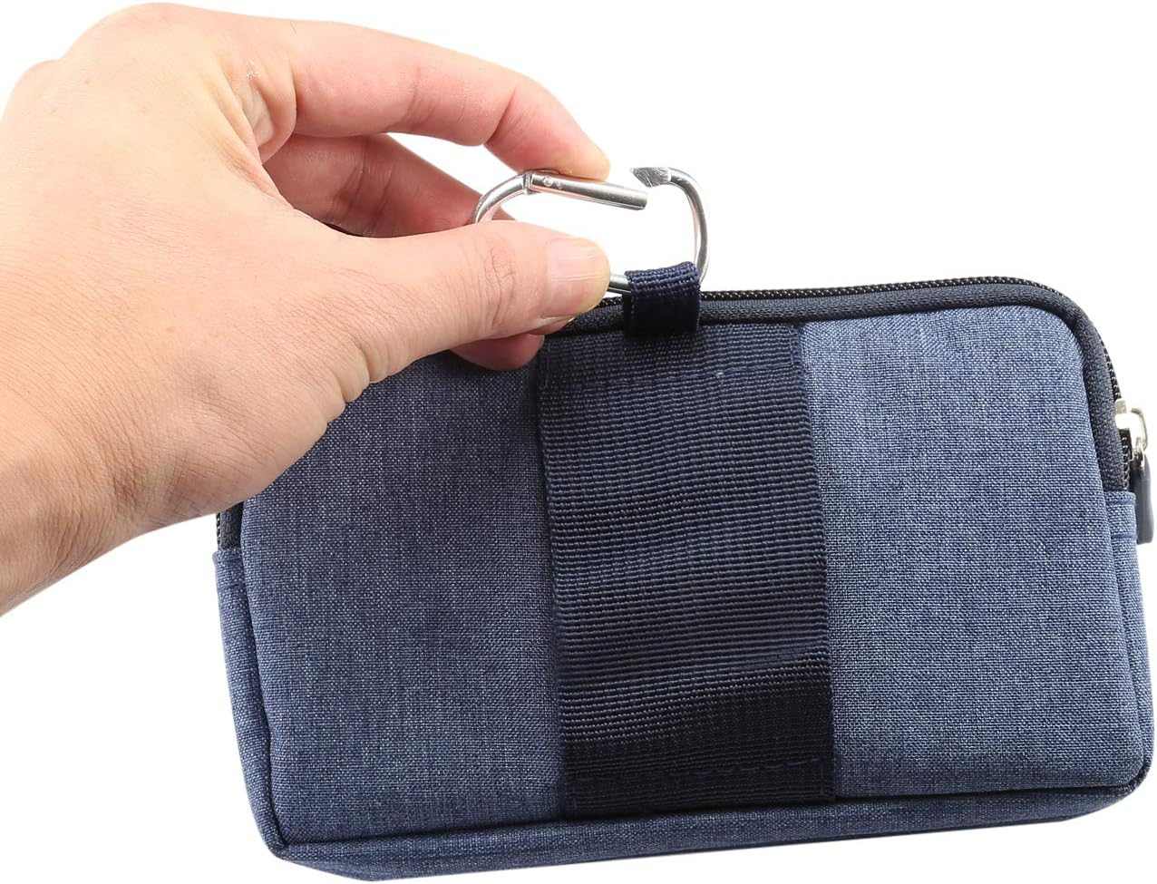 Men'S Mobile Phone Holster with Belt Clip, Cell Phone Belt Clip Bag, Zipper Smartphone Waist Bag Mobile Phone Holster Belt Pouch Fanny Pack Wallet with Carabiner Belt Loop for Outdoor Sport Travel image number 4