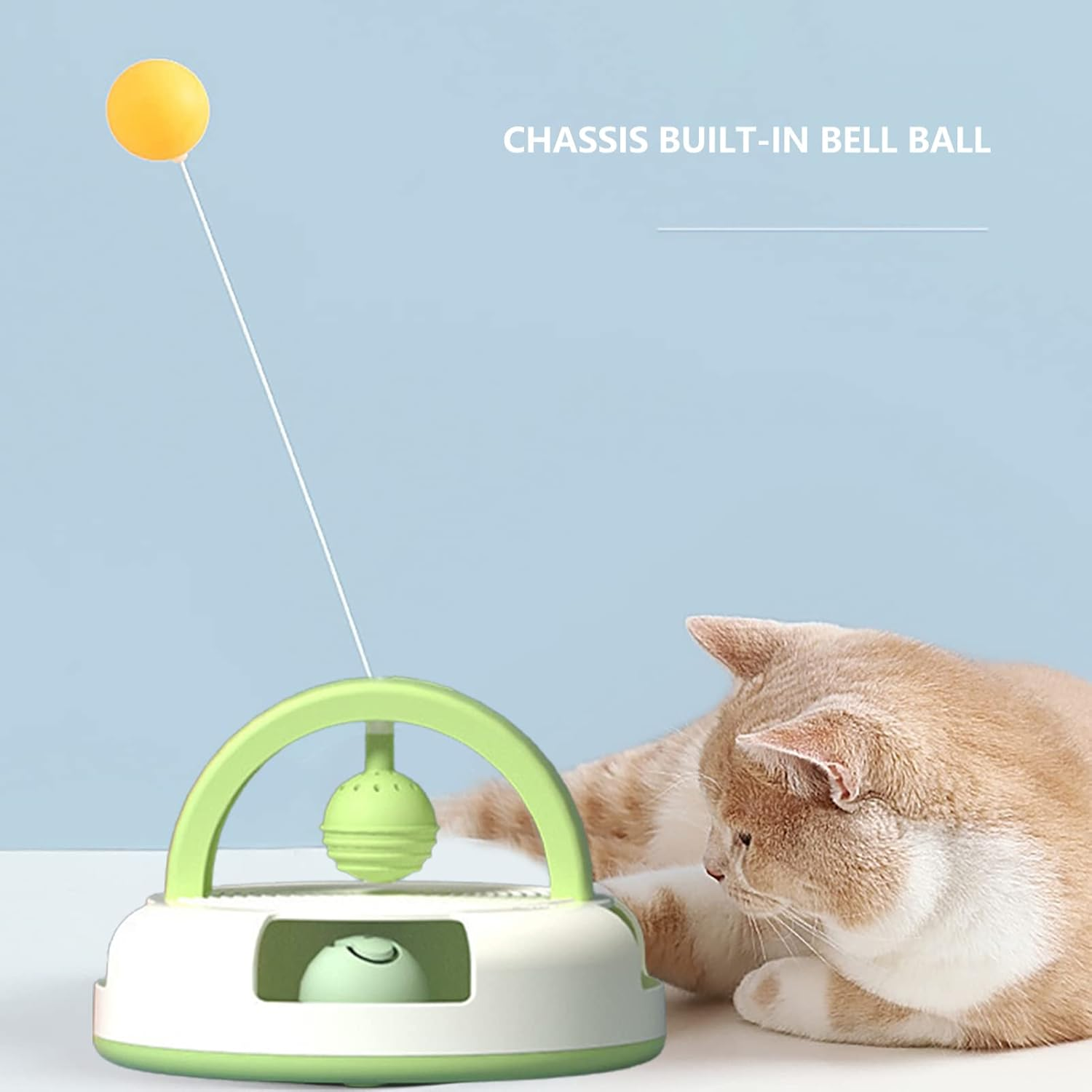 Interactive Cat Toys for Indoor Cats, Auto Rotating Non-Electric Kitten Stick Toy with Catnip Ball Bell, Cat Teaser Toy Ball and Bell Kitten Playing Training Indoor Imtrub