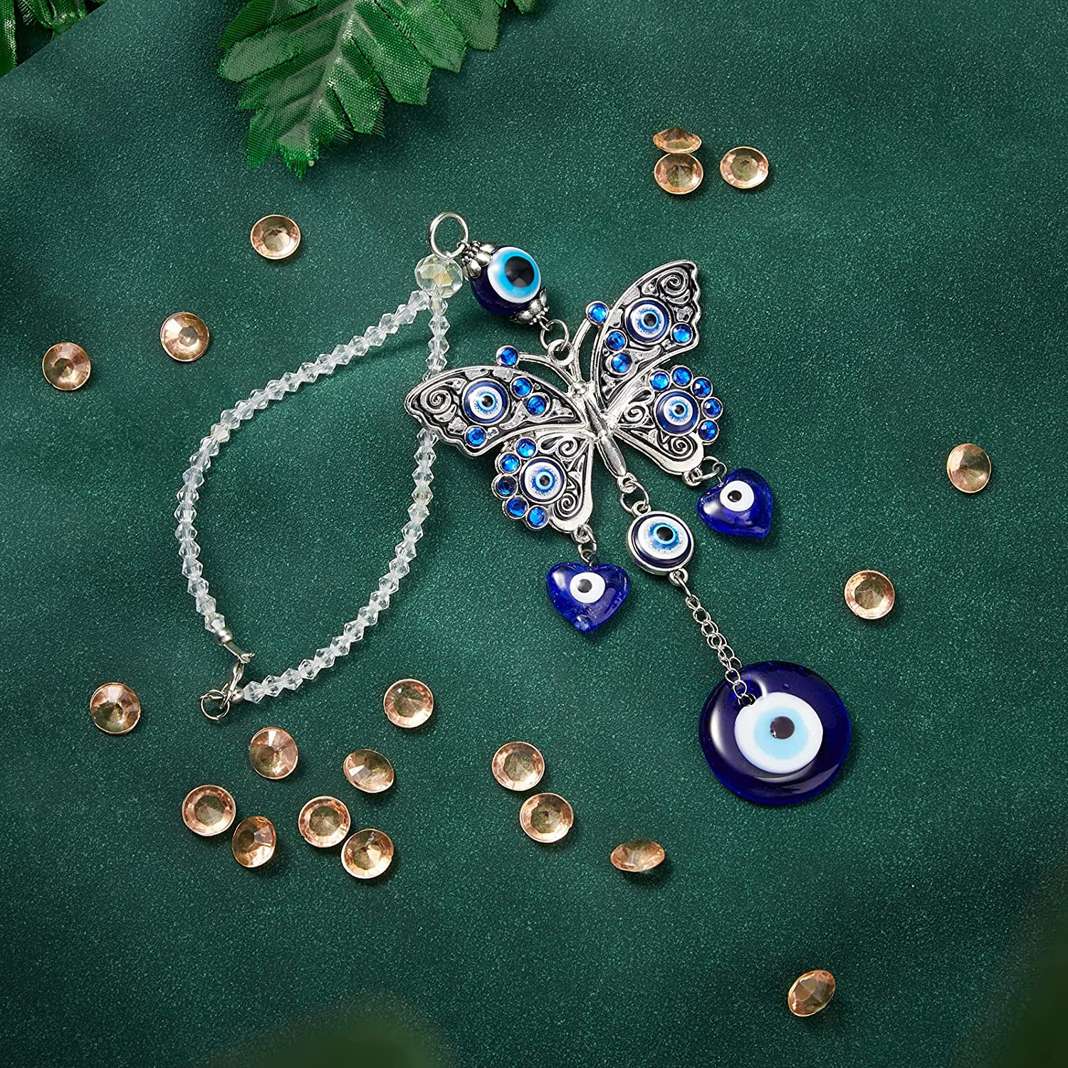 Evil Eye Car Hanging Ornament Evil Blue Eye Charms for Rear View Mirror Beaded Decor Car Accessories Pendent for Window Door Frame Balcony