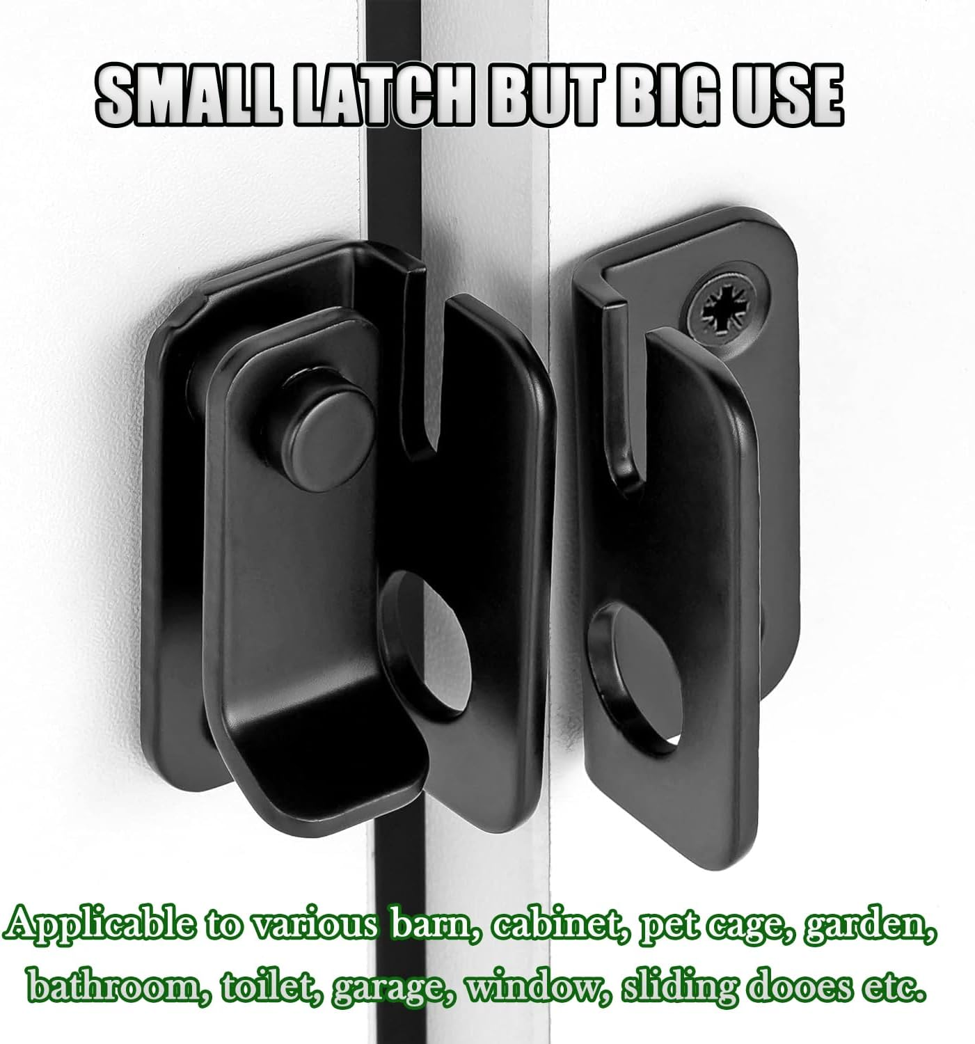 Flip Latch Gate Latches Slide Bolt Latch Safety Door Lock Catch for Barn Cabinet Garden Bathroom Garage Window Sliding Door Shed Lock (Black - Left Open, L 62 * 56MM) image number 6