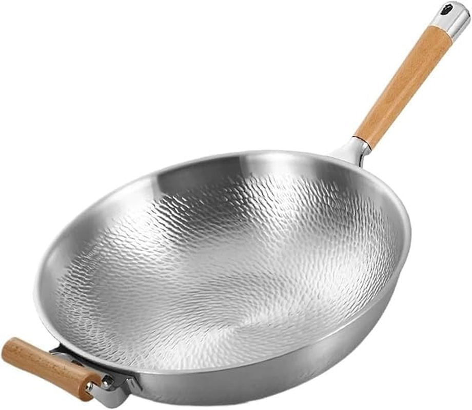 304 Stainless Steel Non-Stick Frying Pan for Gas Stoves Ideal for Stir-Frying Soup Making Non-Scalding Handle Induction Frying Pan