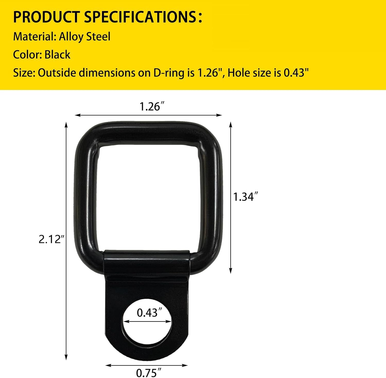 HKYLRAT 16PCS D Ring Tie down Anchor, Tie down D Ring Anchor, Secure Tie down Hooks & Lashing Loops for Truck, Trailer, Cargo, Boat - Industrial Grade Fixing Points image number 4