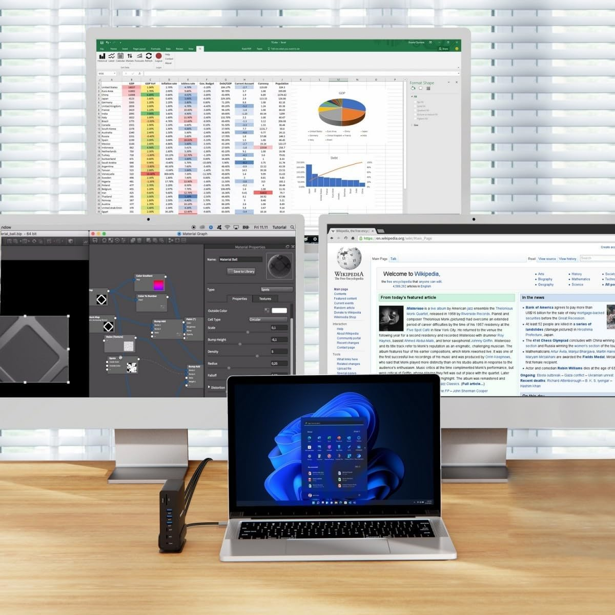 Simplecom CHT815 15-In-1 USB-C 4K Triple Display MST Docking Station with Dual HDMI DP image number 2