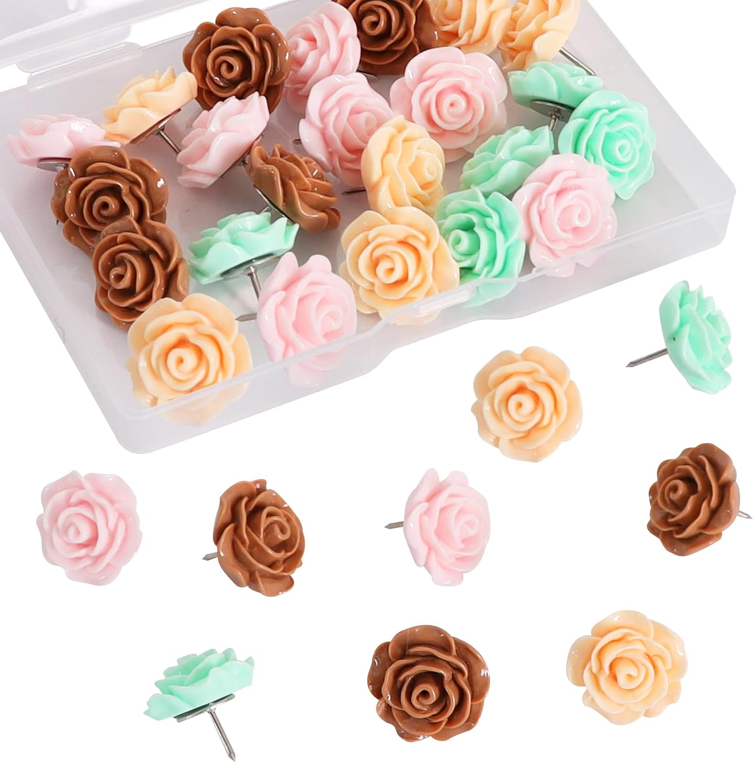 Vuzvuv Acrylic Colorful Square Decorative Push Pins for Bulletin Cork Board,Cute Thumbtacks Small Tile Pins for Home School, Office(30 Pcs)