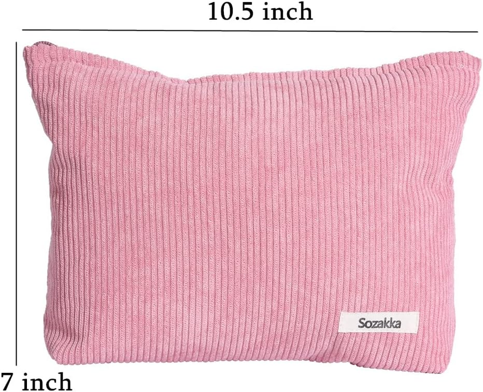 LYDZTION Velvet Makeup Bag Cosmetic Bag for Women,Large Capacity Canvas Makeup Bags Travel Toiletry Bag Accessories Organizer,Pink image number 2