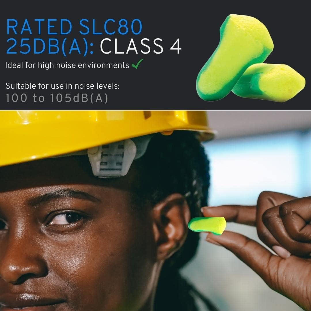 Prosafe Soft Earplugs Foam for Sleeping Travel Safety Study Noise Polyurethane Disposable Uncorded Box of 200-Pairs Class 4 Certified image number 2