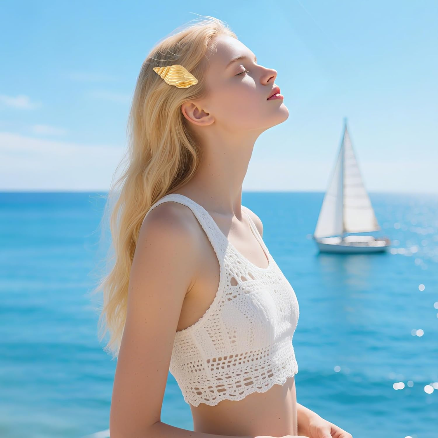 9Pcs Small Starfish Hair Clip Cute Metal Hair Clips Gold Hair Pins for Women Girls Cute Hair Accessories Metal Hair Barrettes Mini Alligator Clips Fashion Shells Beach Vacation Stuff Aesthetic Gift image number 6