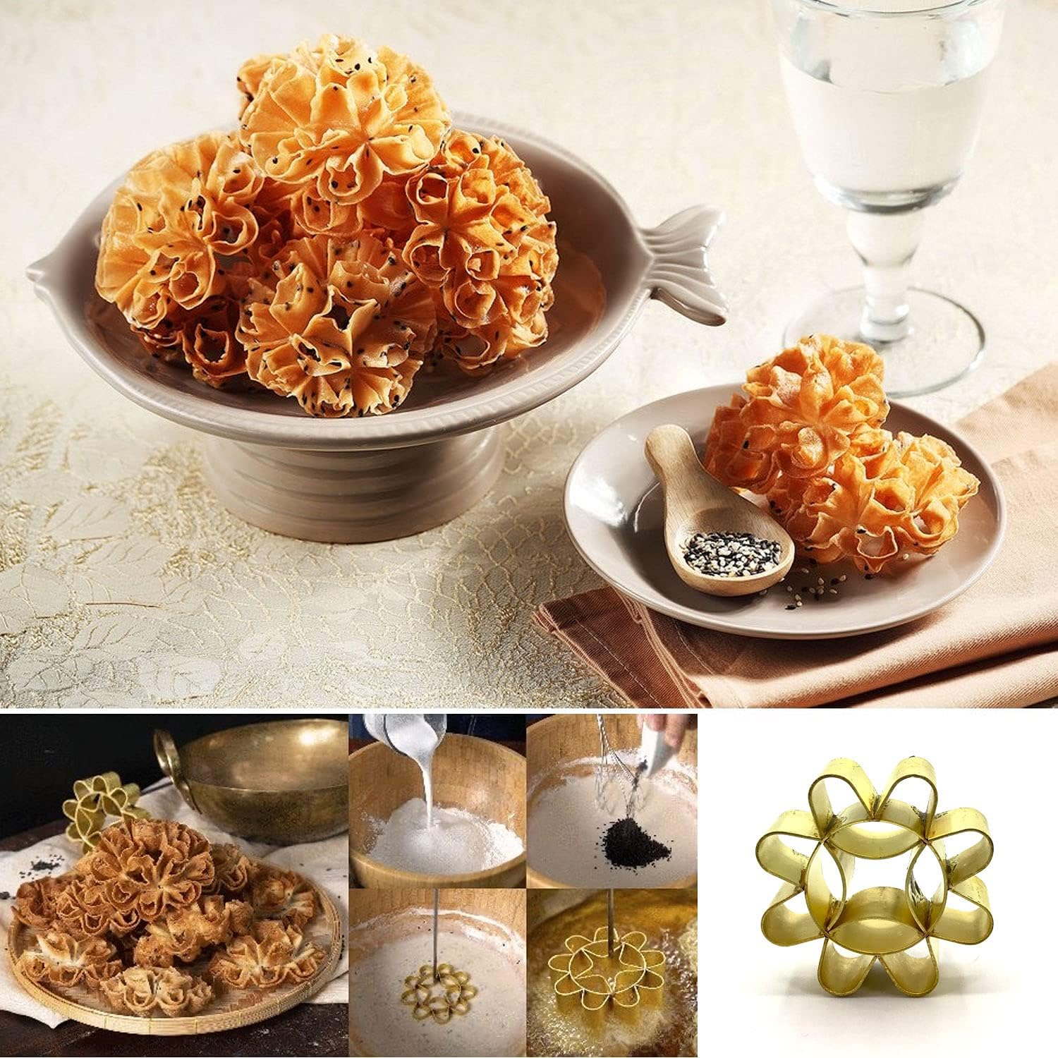 Goldleafking | Dok JOK Brass Mold - Size S Small - Thai Sunflower Cookies Molds 2.5 Inches