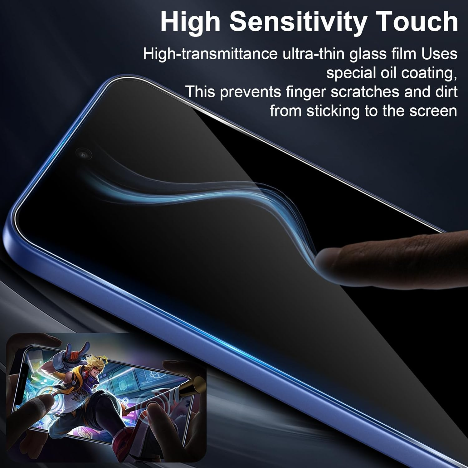 Funrae Screen Protector for OPPO A6 Pro 5G for Tempered Glass with Camera Protection, 2 Pieces 0.33 Mm 9H Hardness Film and 2 Pieces Ultra Clear Camera Protection, Anti-Scratch Screen Protector HD image number 3