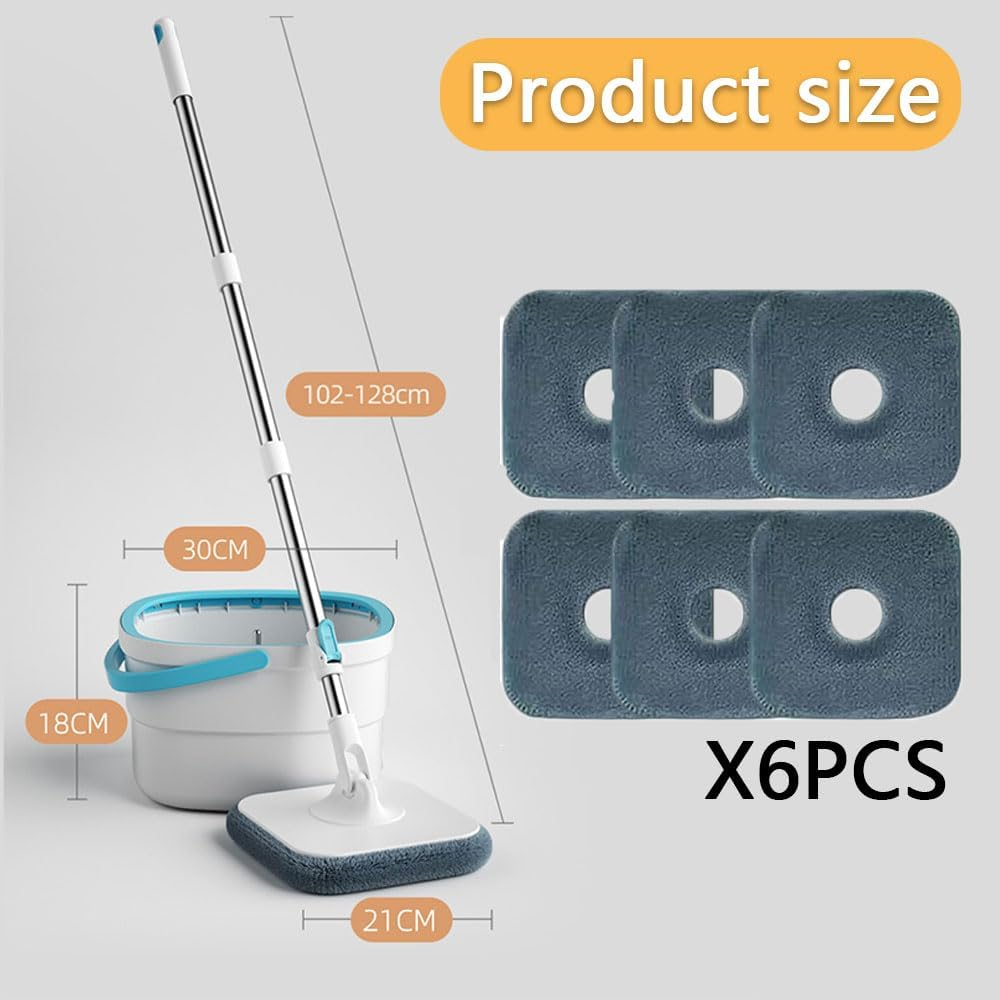 Spin Mop and Bucket with Wringer Set &ndash;Separates Clean & Dirty Water, 360&deg; Swivel Flat Mop, 6 Reusable Microfiber Pads, for Tile, Wood, Marble, and Window Cleaning image number 2