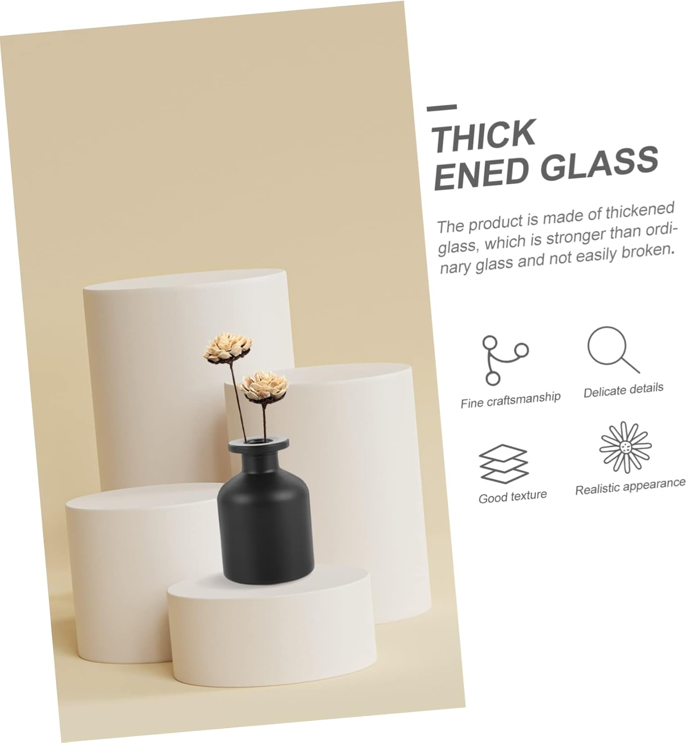 Aromatherapy Diffuser Bottle 100Ml Frosted Glass Black Matte Fragrance Release Container for Home Living Room Decor 2Pcs image number 3