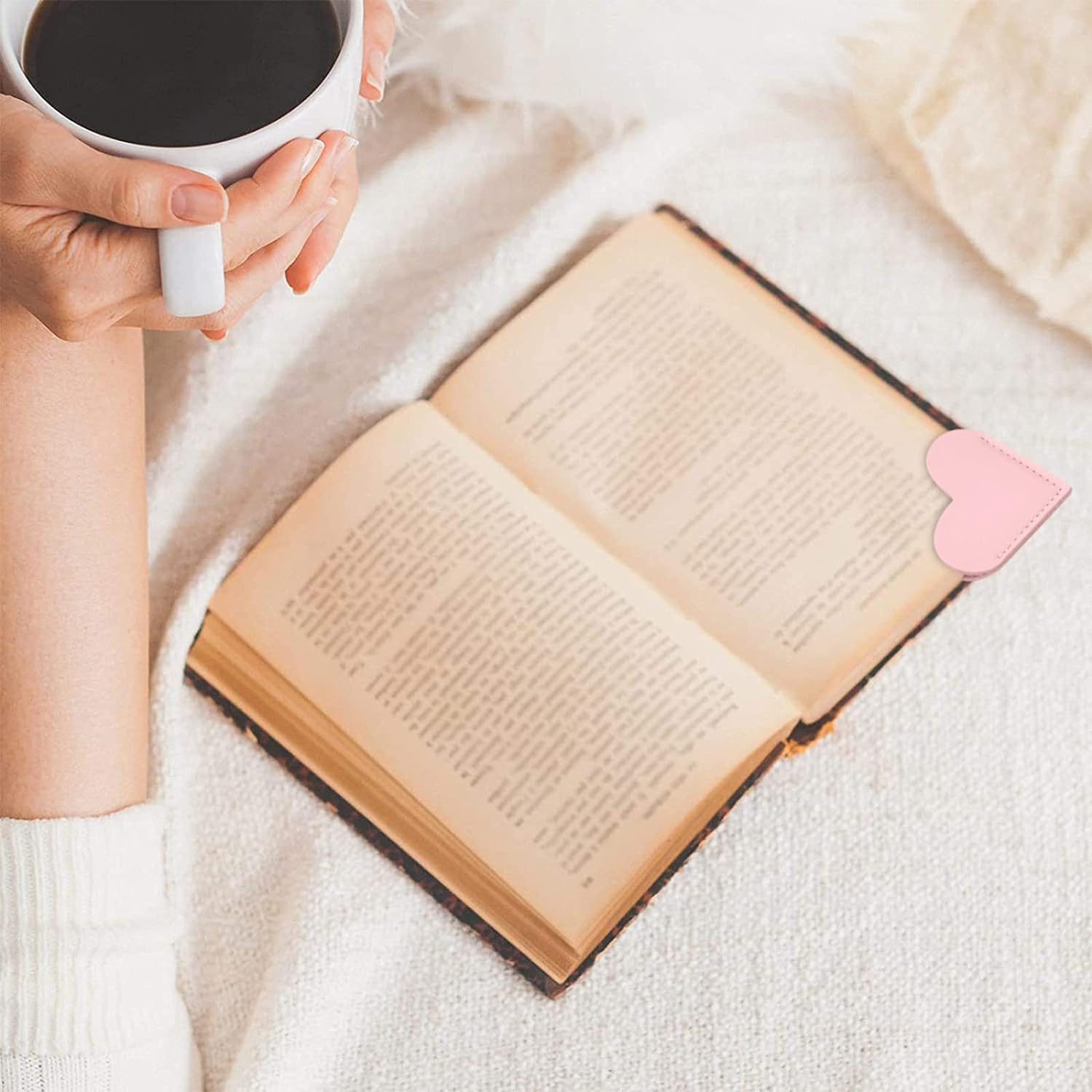 6 Leather Heart Bookmarks - Cute Page Corner Reading Accessories - Handmade Gifts for Book Lovers (Bright Colors) image number 2