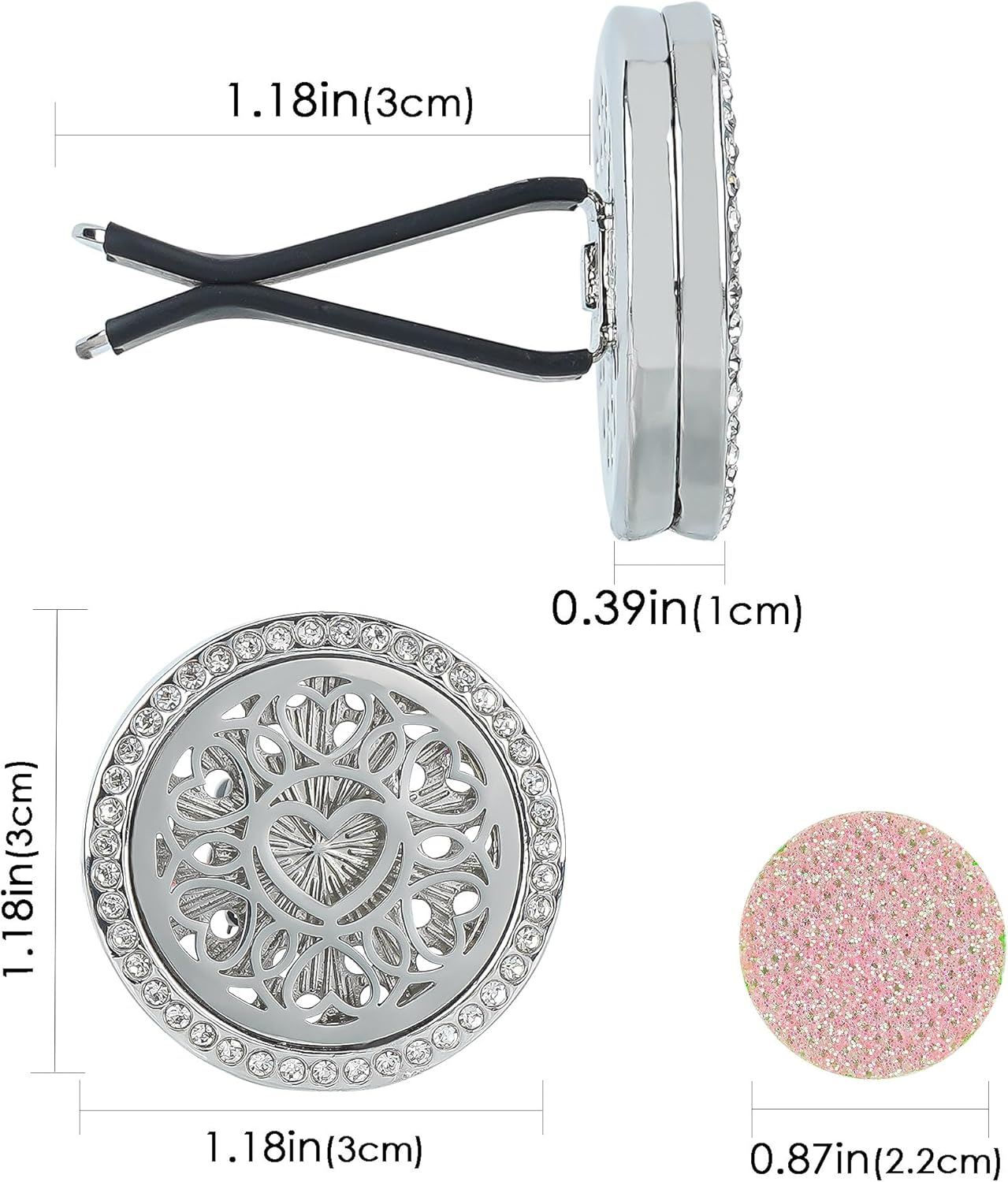 Essential Oil Car Diffuser Vent Clips, Sparkling Essential Oil Car Diffuser, with 20 Refill Pads, for Long Lasting Automotive Odor Eliminator Decoration Accessories for Women Girls (2 Pcs) image number 1