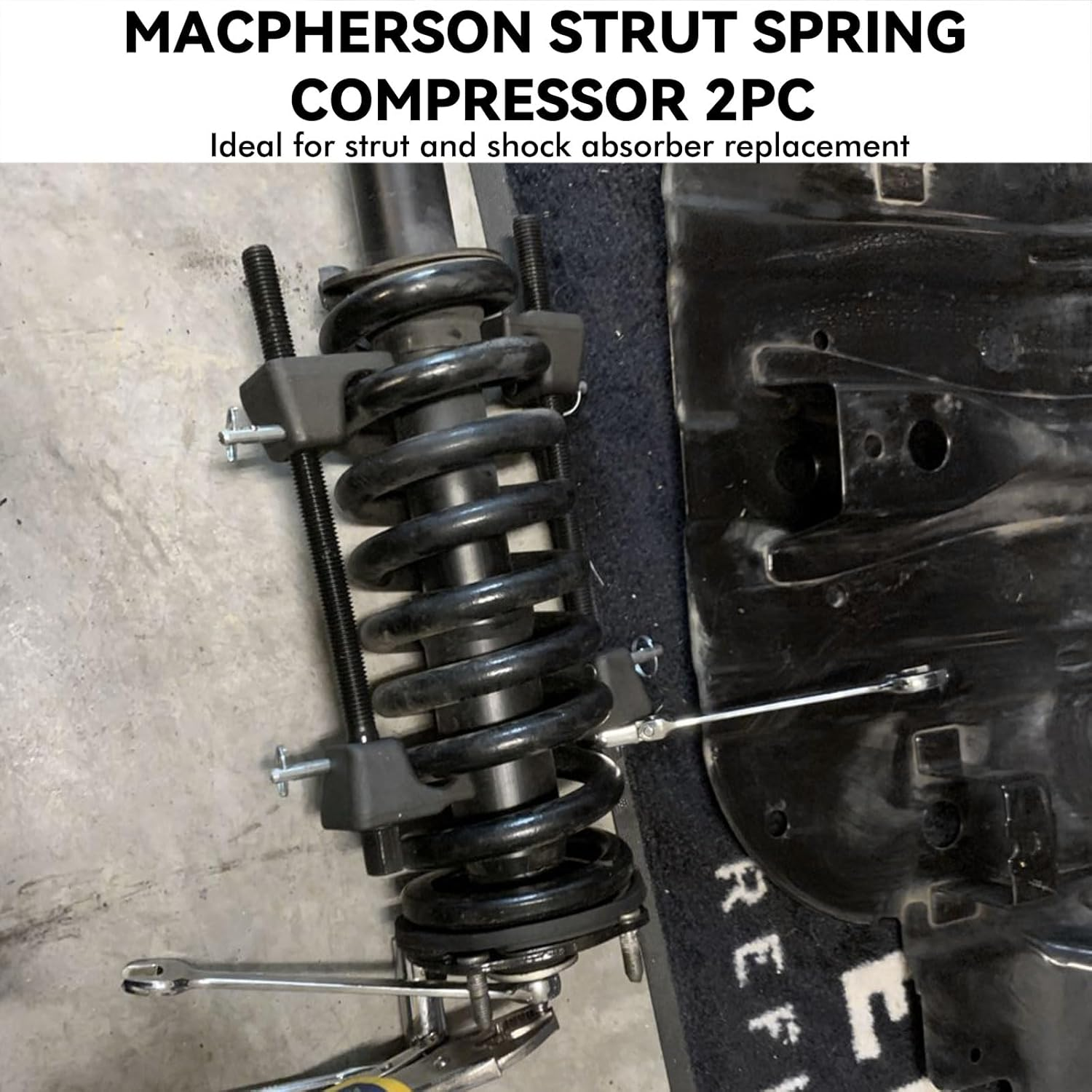 Coil Spring Compressor Tool Kit, 2-Pack Macpherson Strut Spring Compressor Set with Heat-Treated Hooks, 1/2" Square Drive & 22Mm Hex Compatible, 10.5" Range, for Shock Absorber & Strut Replacement image number 3