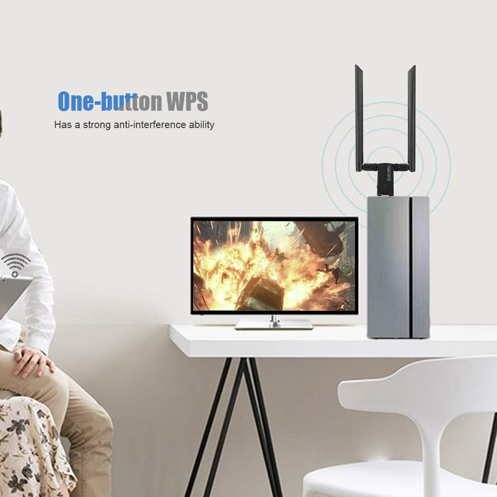 USB Network Card,Rtl8812Au AC USB 2.4G/5.8G Dual-Band Wifi Dongle Adapter,Support WPA/WPA2/WEP/802.1X/WMM Data Encryption,Wireless Network Card with Strong Anti-Interference Ability