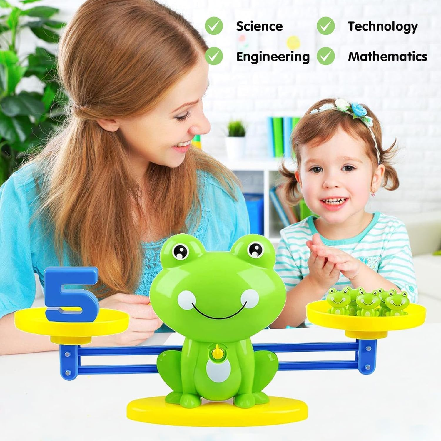 Math Balance Counting Learning Scale Educational Toy Game Kid Child Age 3-5 5-7 8 Year Old Girl Boy Toddler Preschool Kindergarten Stem Gift Montessori Number Activity Science Manipulative Board Frog image number 1