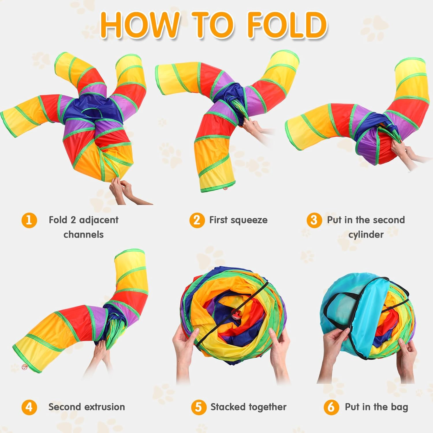 Poen 21 Pcs Cat Tunnel for Indoor Cats Set Collapsible 5 Way Cat Tubes with 20 Pcs Cat Toys Kitten Toys Interactive Cat Feather Toy Mouse Crinkle Balls Cat Tube for Puppy Kitten Rabbit(Colorful) - Colorful image number 5