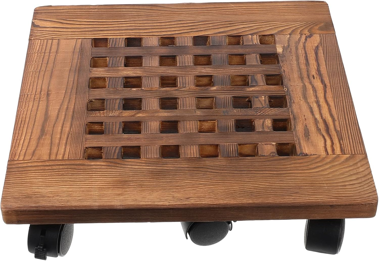 Movable Flowerpot Base Tray with Lockable Wheels, 35X35Cm Thickened Solid Wood Planter Pallet for Indoor Outdoor Garden, Heavy-Duty Plant Pot Holder with 6 Reinforced Swivel image number 1