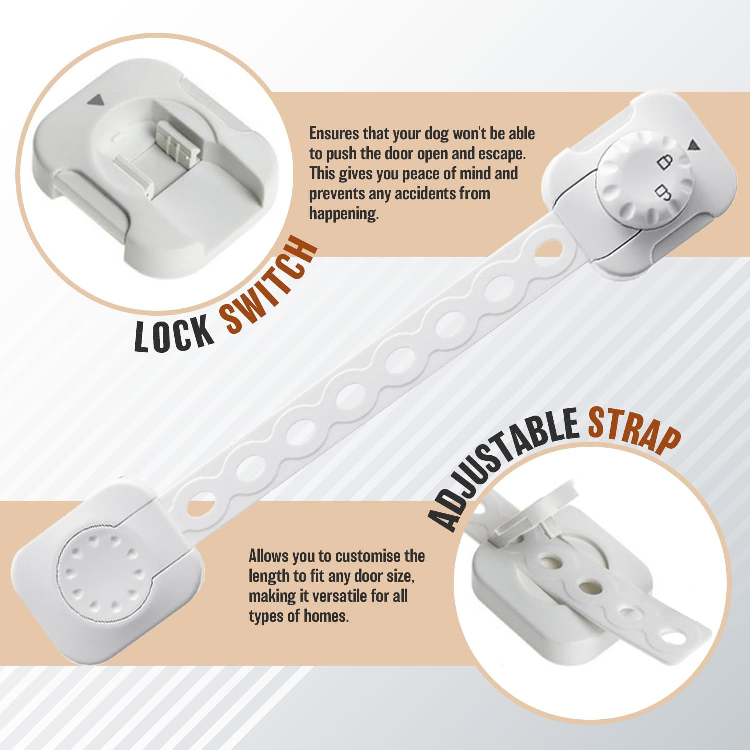 Cat Dog Door Holder Latch - Alternative to Keep Dogs Out of Litter Boxes and Food Adjustable Size Strap Economical Pet Gate and Interior Cat Door Stopper to Keep Dog Out of Litter Boxes and Food image number 3