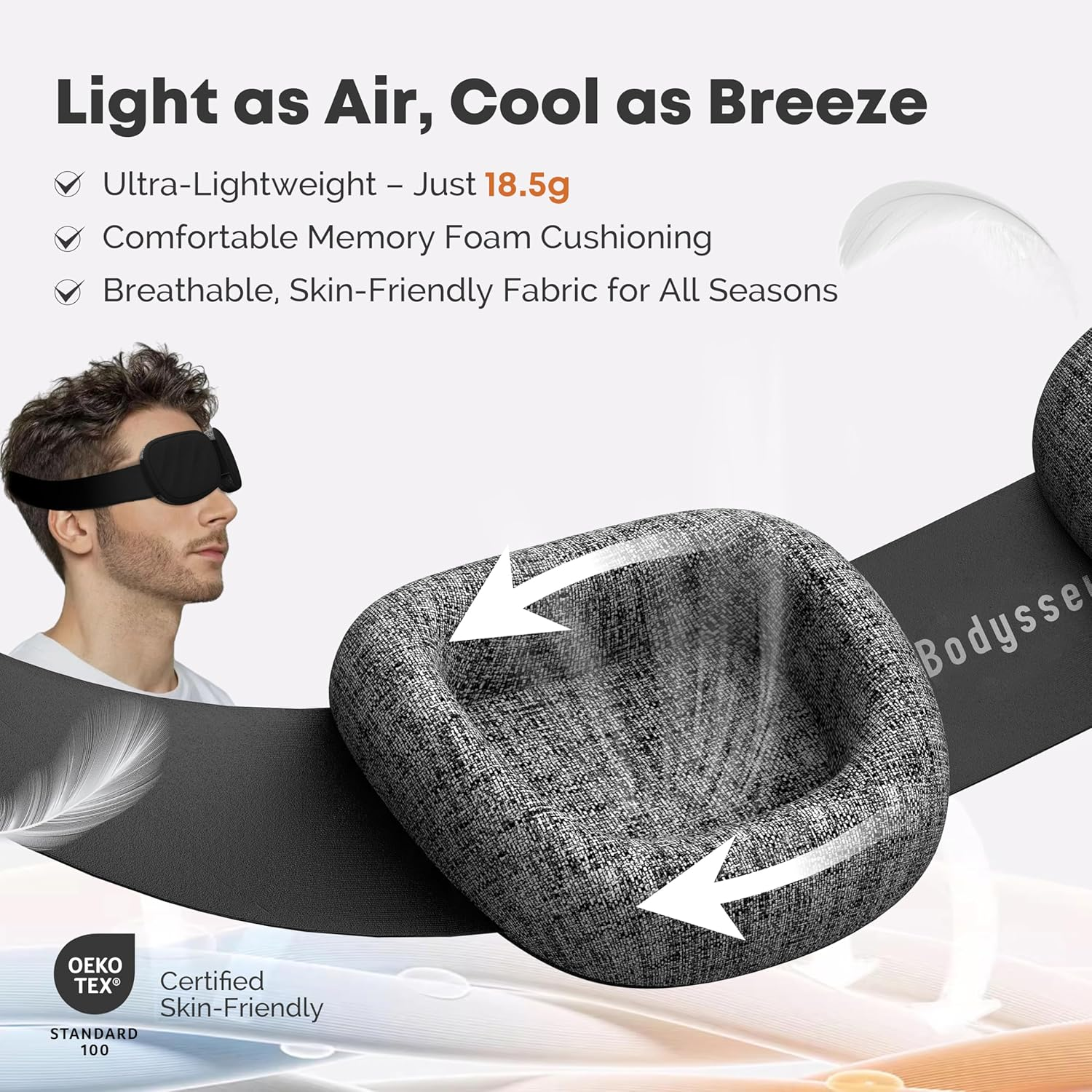 3D Contoured Sleeping Mask &ndash; 100% Blackout, Zero Pressure, Adjustable Eye Cups, Ultralight Lash Friendly Eye Mask for Travel, Women & Men Side Sleepers, Adults Kids Sleep Aid Gift (Black) image number 3