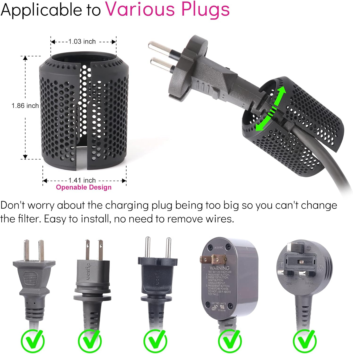 Upgraded Hair Dryer Filter Cover Compatible with Dyson Supersonic HD01 HD03 HD07 HD08 Models, Hair Dryer Strainer Filter Replacement Parts (Gray) image number 2