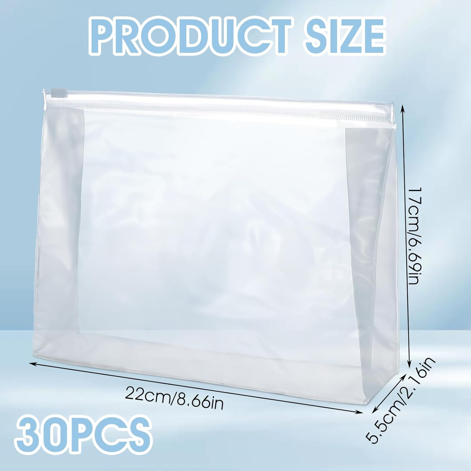30 PCS Small Clear Makeup Bag, Mini PVC Waterproof Cosmetic Organizer Bags Portable Swimsuit Storage Bag Clear Organizer Pouches with Zipper for Women Men Travel Toiletry Vacation, 8.7" X 6.7"