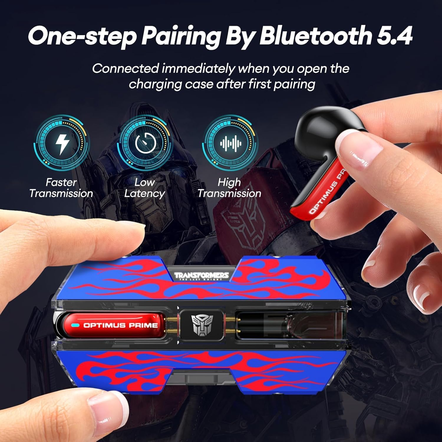 Transformers TF-T01/T051 True Wireless Earbuds Bluetooth 5.4 Headphones, Bluetooth Earbud in Ear with HD Mic, 60H Playtime Ear Buds, IPX5 Waterproof Earphones for Android Ios (T01 Blue)