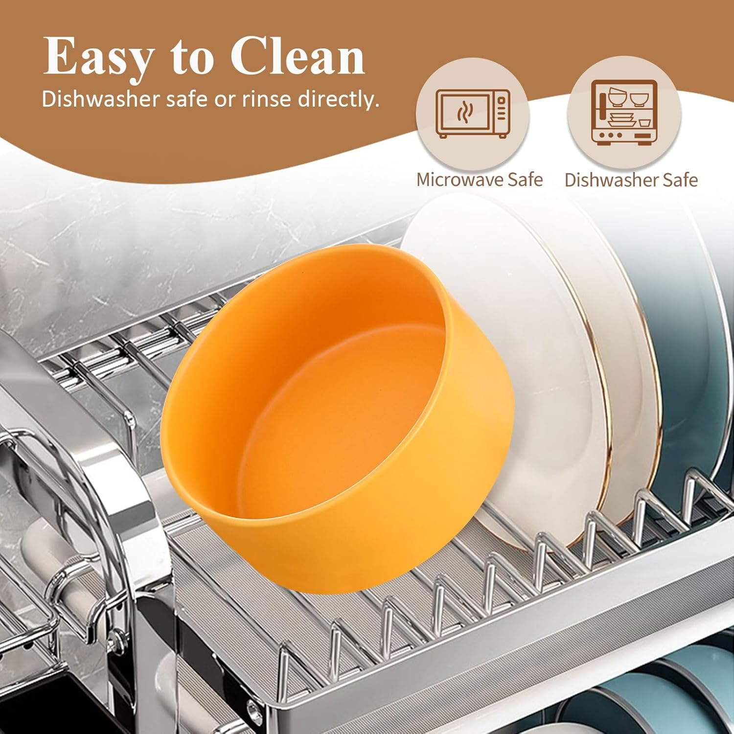 White Ceramic Elevated Raised Dog Bowls - Dog Food Dish with Stand - Double Raised Dog Food and Water Bowls anti Vomiting - Pet Bowl with anti Slip Rubber Pad - Stress Free for Medium Dogs -Set of 2 image number 5