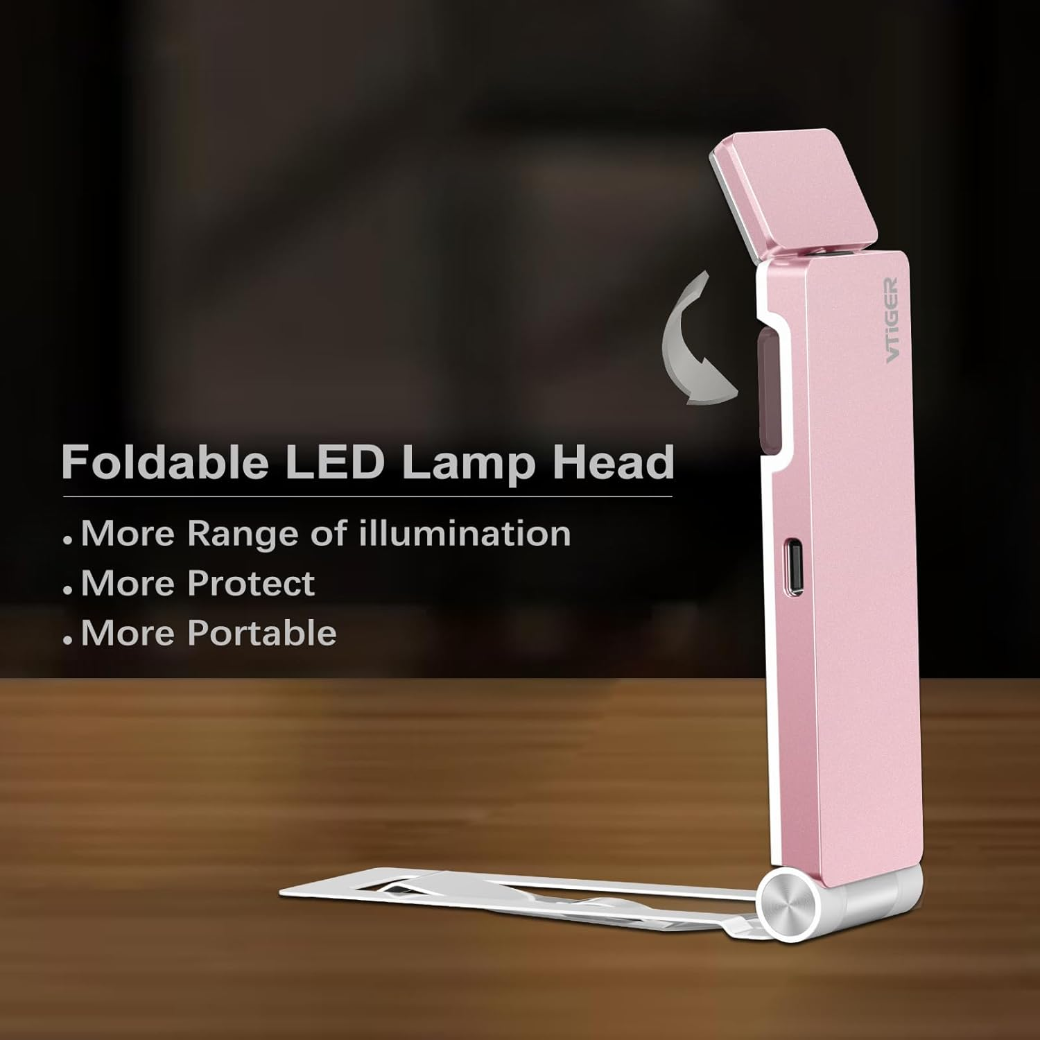 VTIGER Reading Light, USB Rechargeable Book Light for Reading in Bed,Foldable Clip-On LED Booklight, 3 Amber Colors & 4 Brightness Dimmable,Long Lasting Portable Bookmark Lamp for Book Lovers, Kids image number 1