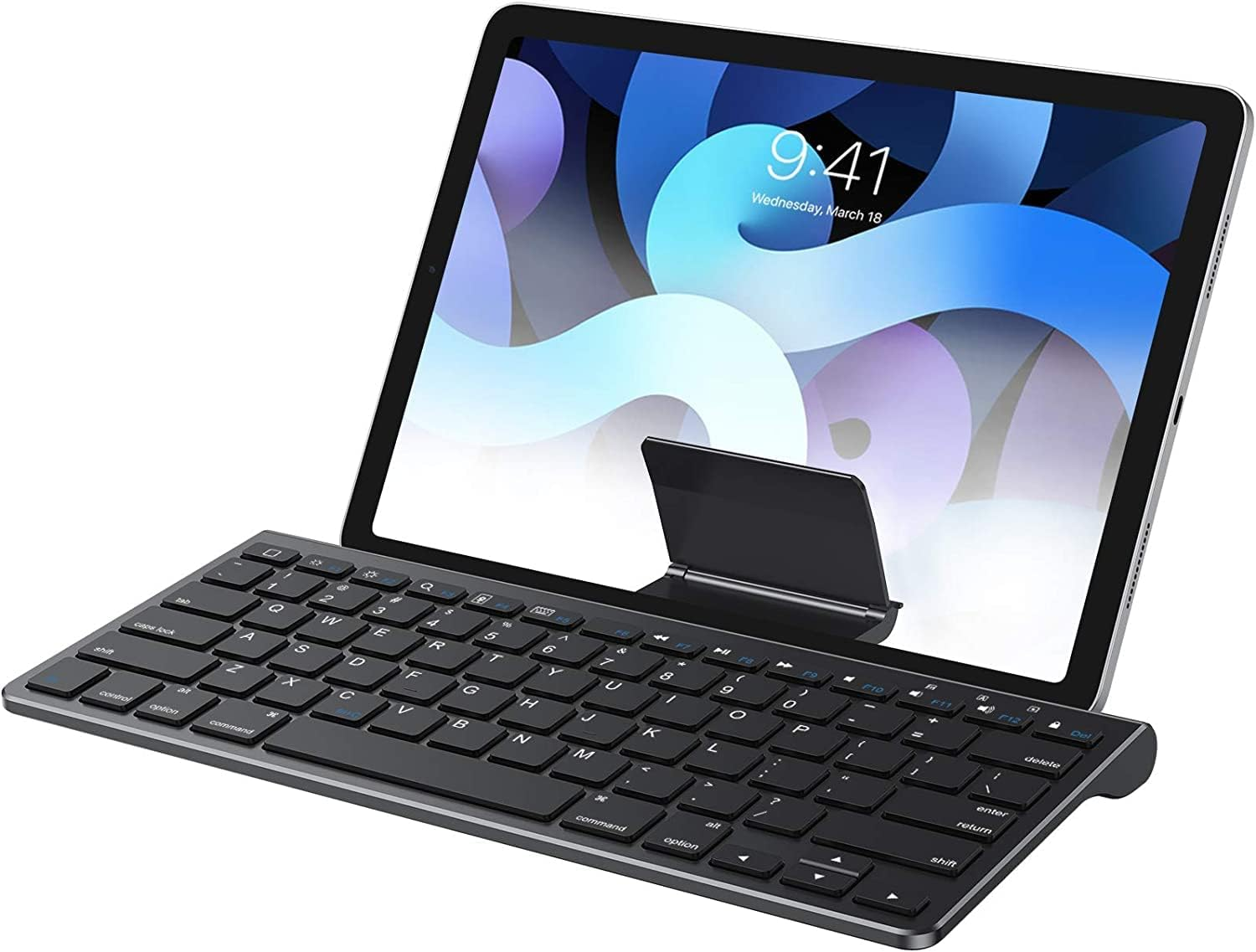 OMOTON Ultra-Slim Bluetooth Keyboard with Sliding Stand for New Ipad 2017, Ipad Pro, Ipad Mini 4/3/2/1, Ipad 4/3/2, Iphone 8/8 Plus, Iphone X and Other Bluetooth Enabled Devices (Black)