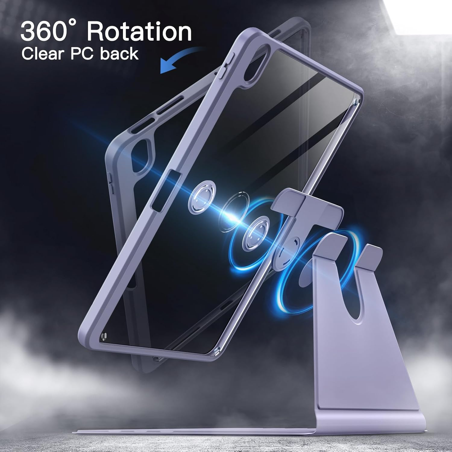 Jetech Rotating Case for Ipad Air 11-Inch M3/M2 (2025/2024), Ipad Air 5/4 (2022/2020 5Th/4Th Generation 10.9-Inch), 360 Degree Rotation Protective Stand Cover Clear Back, Auto Wake/Sleep (Purple) - Green image number 3