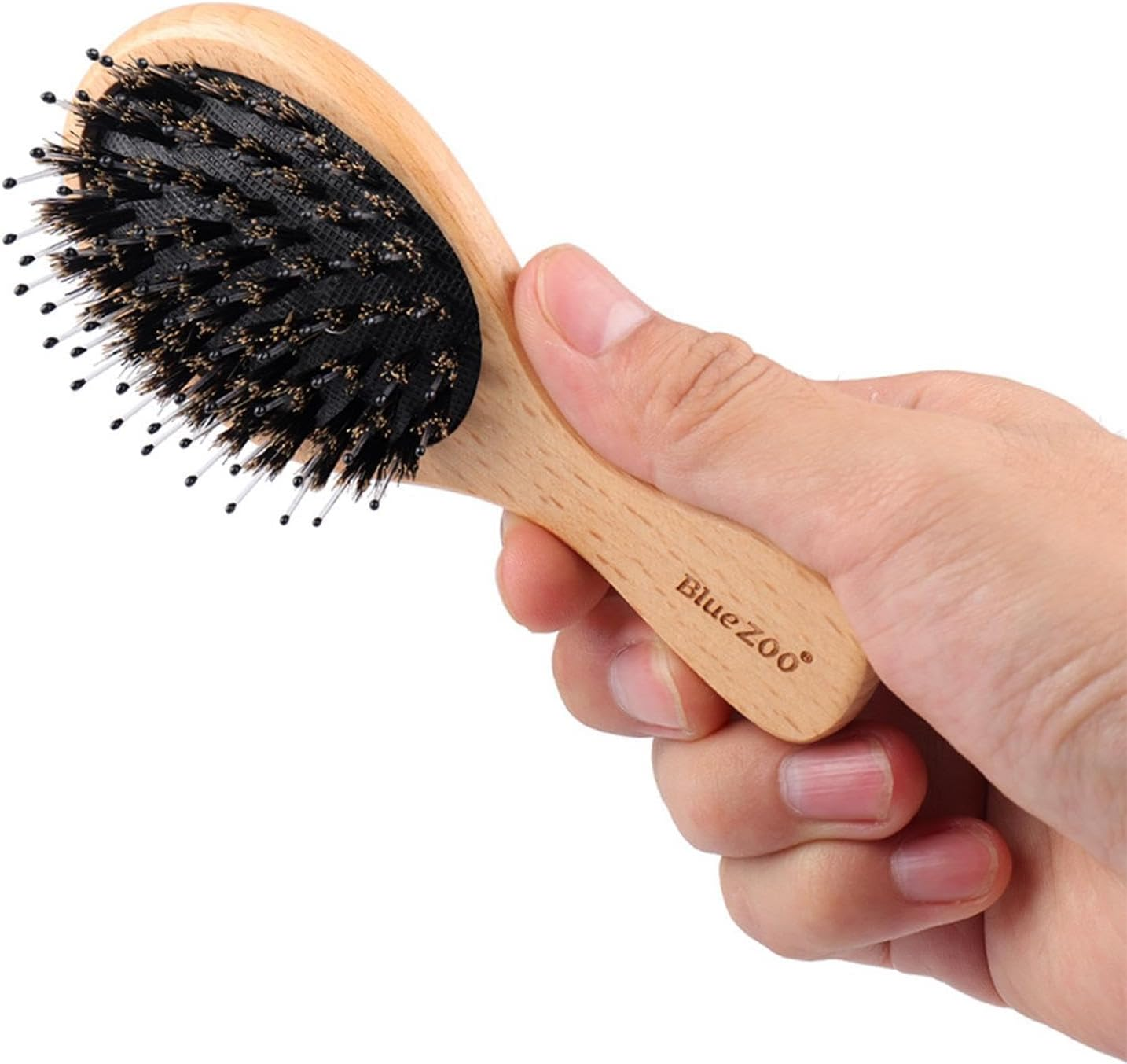 Wiroouia Fine Hair Brush for Women - Flyaway Hair Frizz Reduce Comb Boar Bristle with Massage Brush Wooden Handle | Personal Hairstyle Grooming Accessories for Hotel, Daily, School, Traveling image number 2