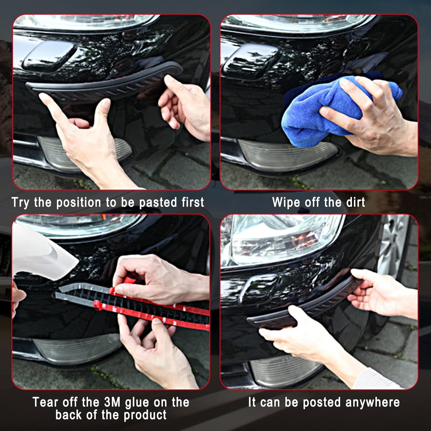 Yonput 2 Pieces Car Bumper Anti-Wear Protection Strip, 15.7In Car Body Bumper PVC Anti-Scratch Anti-Collision Protection Strip, Car Universal Protector Strip, Suitable for Most Cars (Black) image number 1