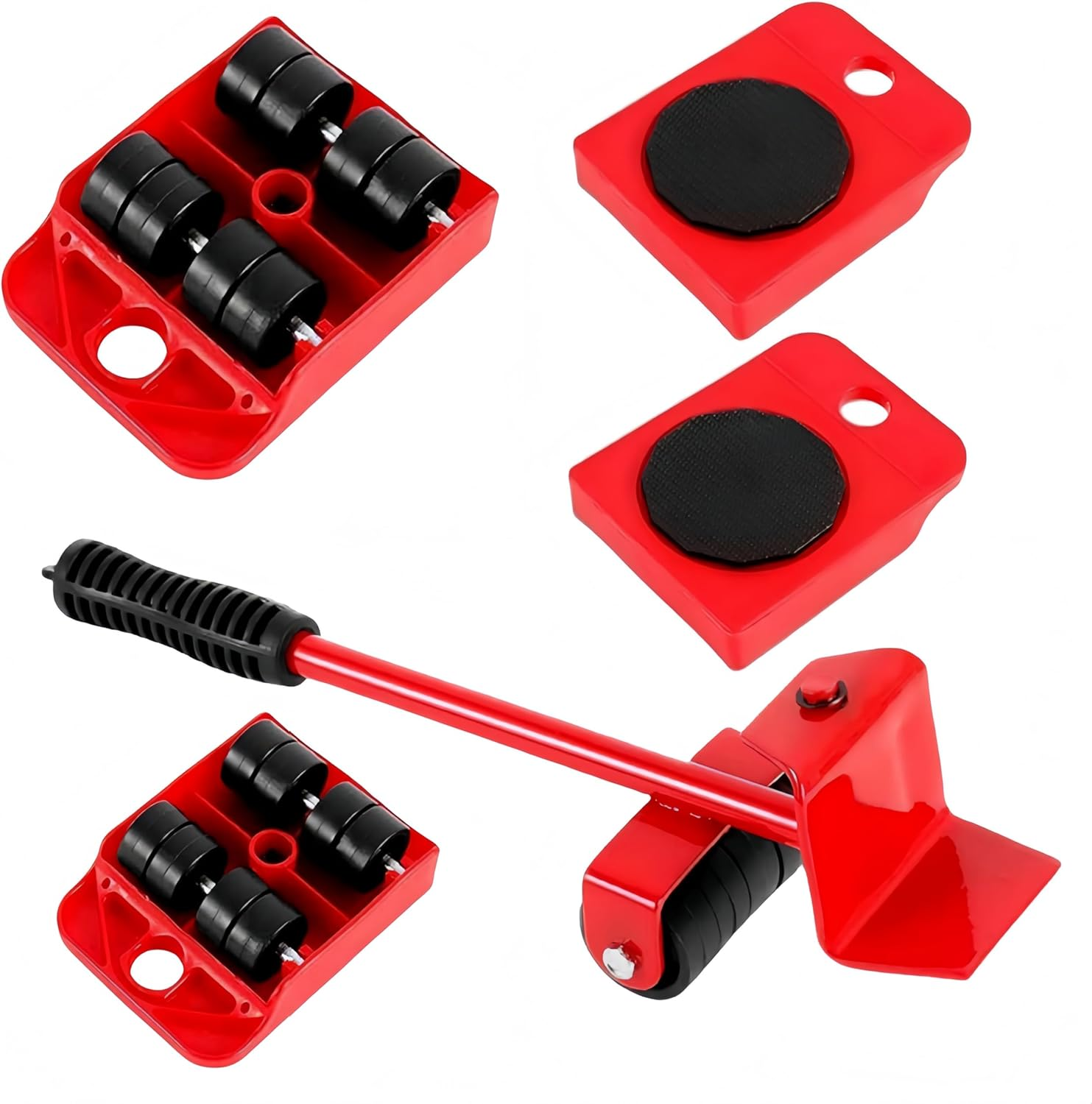 Ai-Oumleef Furniture Lifter Mover Tool Set, 1Set Furniture Lifter Tool and Furniture Slide Set, Wheels Lifters Heavy Duty Appliance Sliders Roller for Easy Moving （Red） image number 1