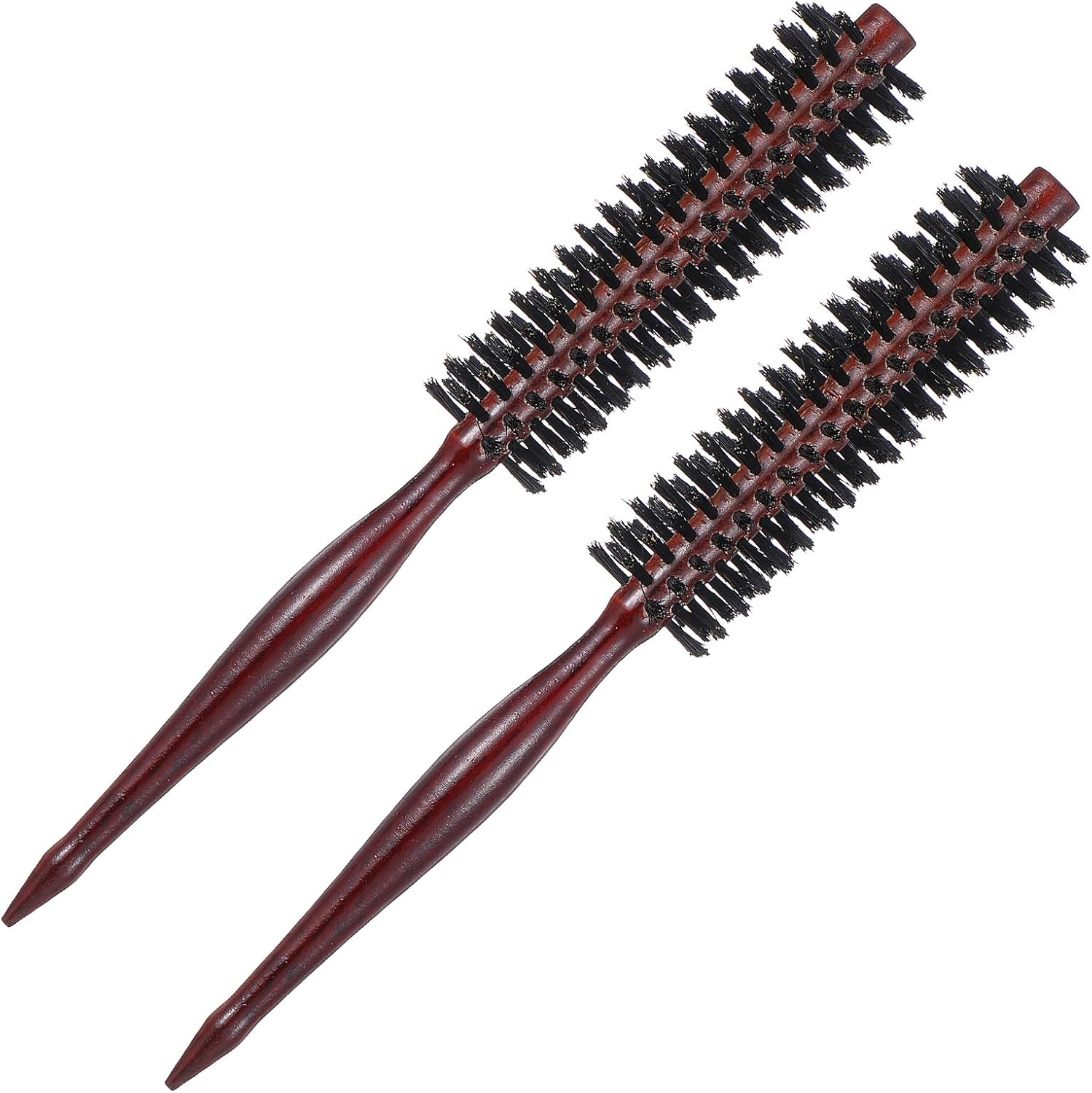 Wanmu 2 Pcs Boar Bristle Hair Brush, Small Natural Bristles round Brushes Roller Beard Hairbrush with Wood Handle for Women Men Blow Drying, Styling, Thin or Short Hair, Restore Shine image number 4