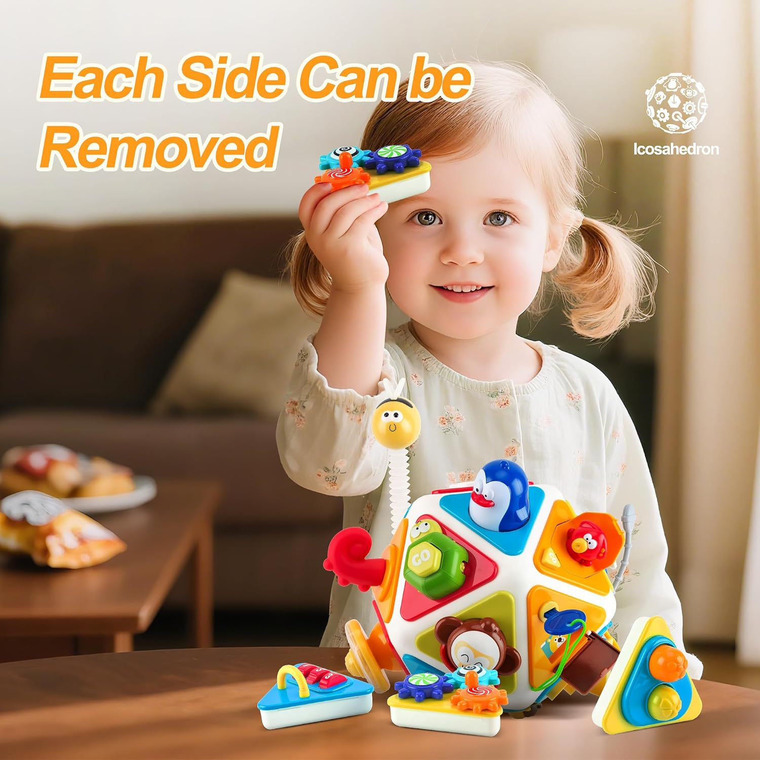 CYZAM 20-In-1 Activity Cube, Montessori Toys for 18M+ Kids Toddlers, Baby Sensory Busy Center with Lights and Music, Infant Educational Development Toys for 1 2 Years Old Boys Girls image number 2