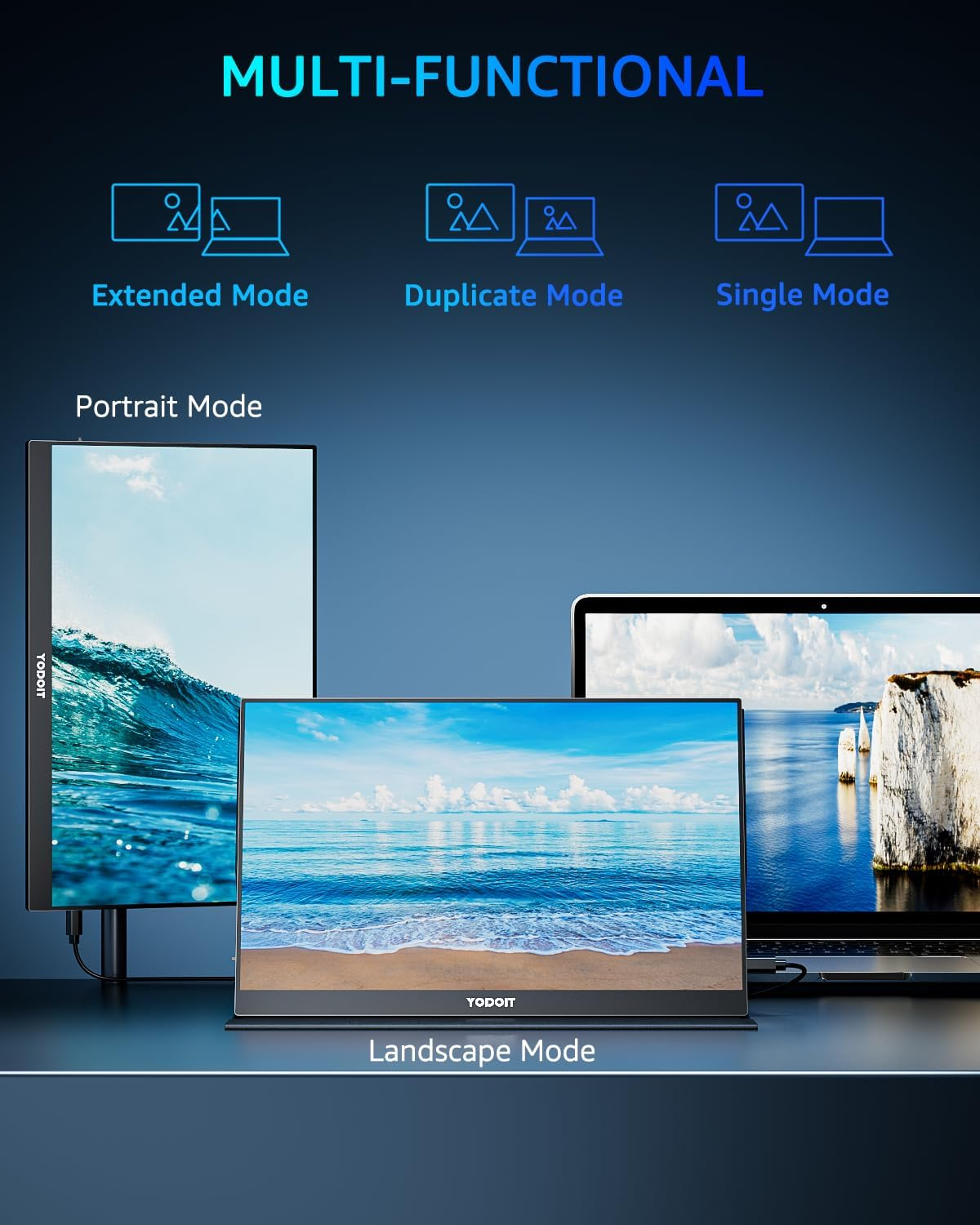 Yodoit Portable Monitor 15.6" 144Hz FHD 1920X1080P IPS | USB-C & HDMI Connectivity, Built-In Speakers, Smart Cover for Laptop, PC, Mac, PS3/4/5, Xbox image number 6