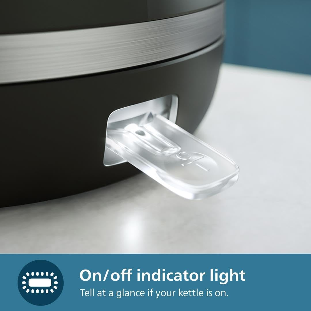 Philips Series 5000 Double Walled Kettle - Family-Sized 1.7L Capacity, Stainless Steel, Boil Dry Protection, Safe-To-Touch Exterior, Black (HD9395/90) image number 1