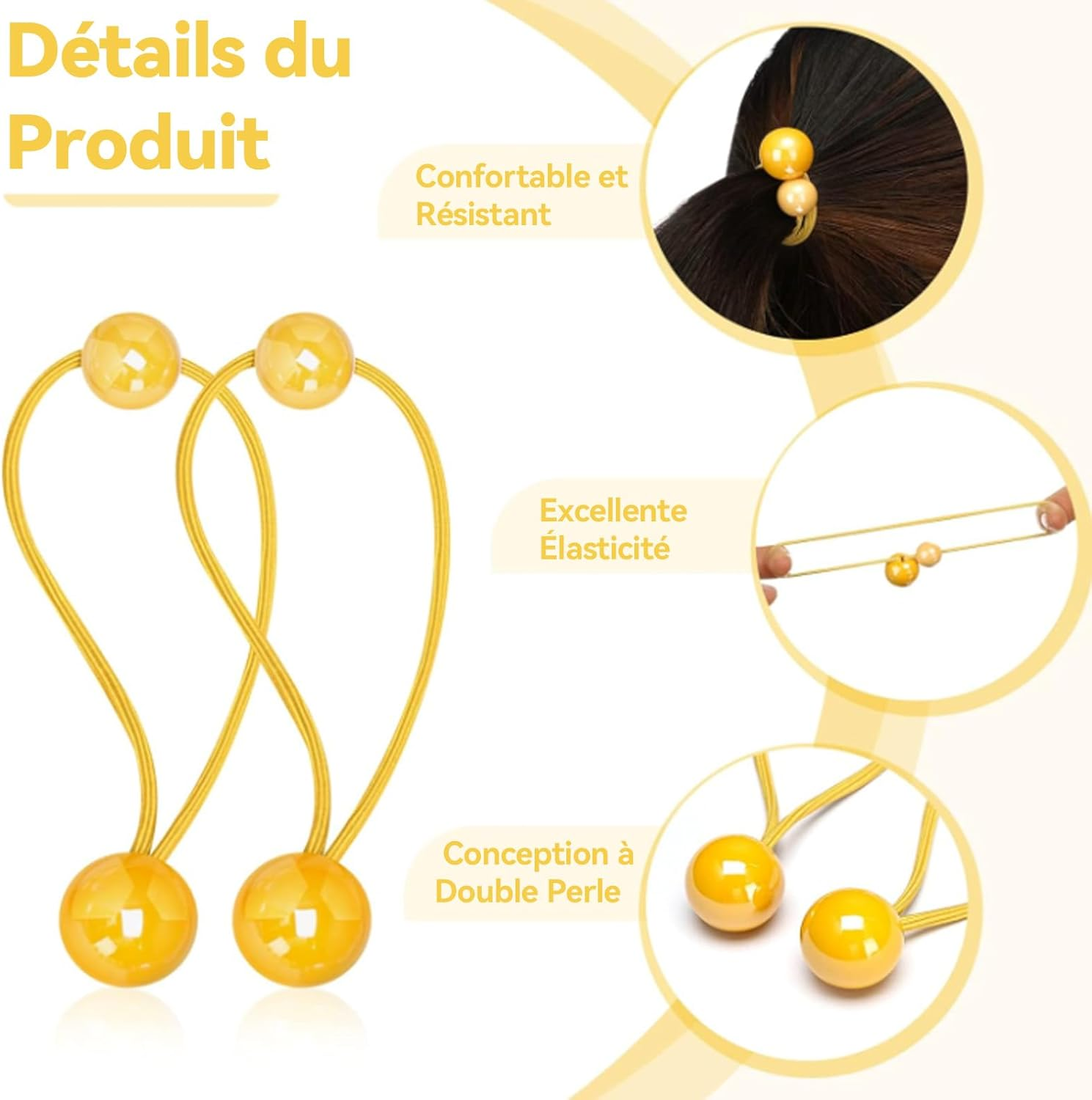 Xiciki Pack of 12 Girls Elastic Hair Ties Hair Band Colorful Double Balls Elastic Hair Band Soft Girls Circle Beads Colorful Elastic Hair Bands image number 3