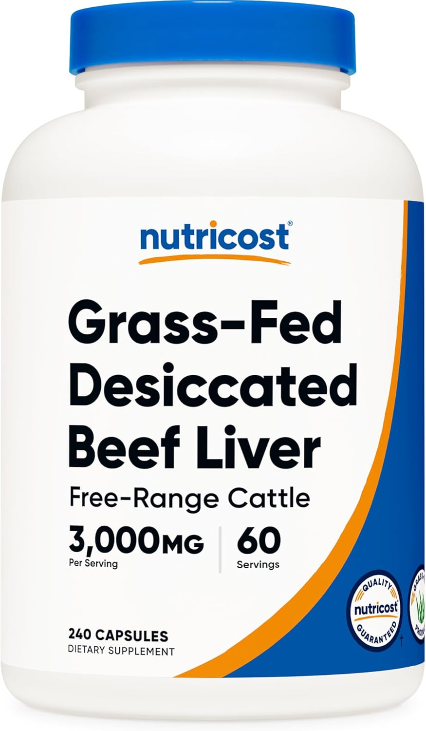 Nutricost Grass Fed Desiccated Beef Liver Capsules 3000Mg (750Mg per Cap) - No Hormones, Non-Gmo, Gluten Free, Pasture-Raised, Free Range Beef (240 Count (Pack of 1)) image number 2