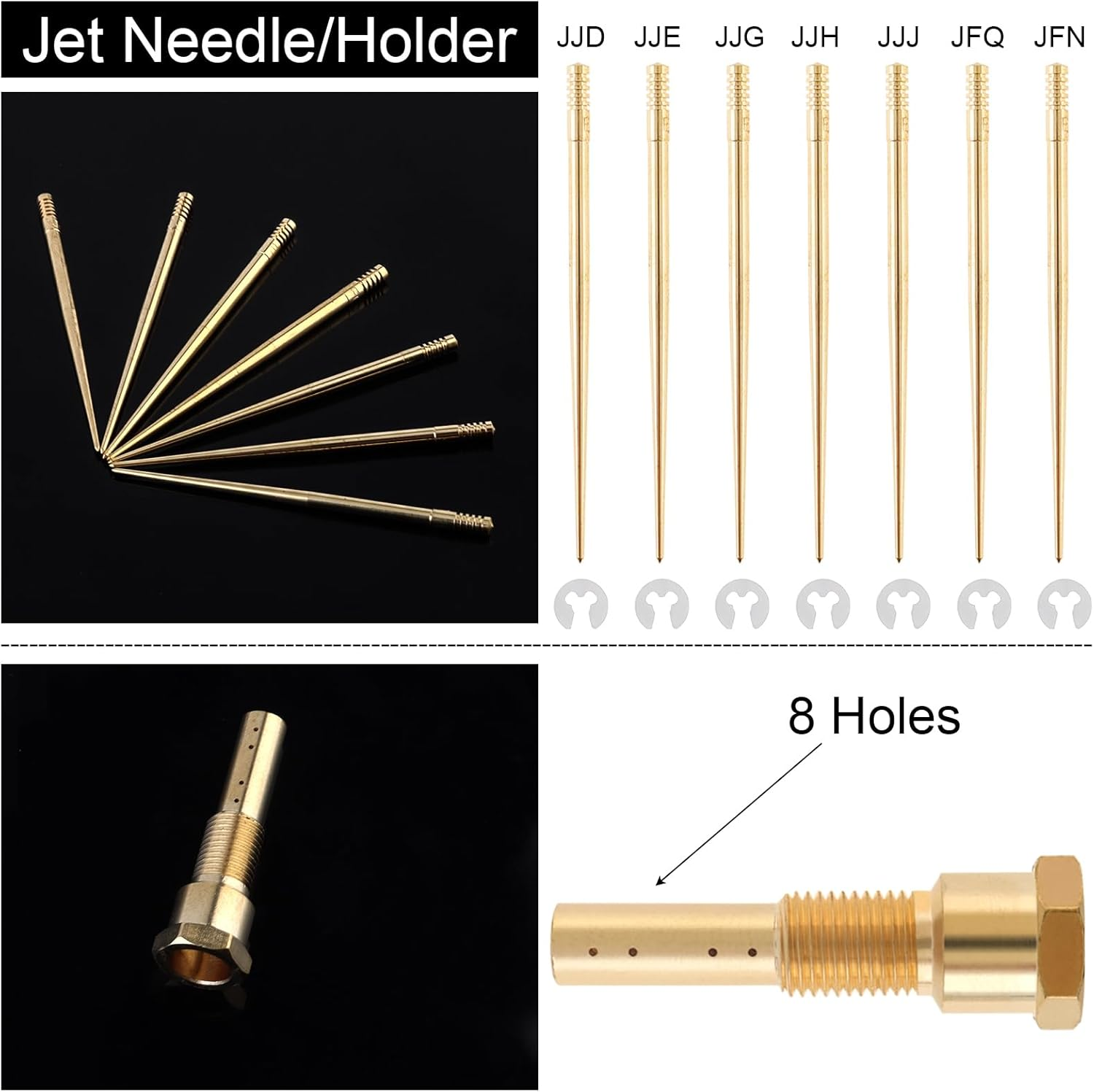 Windance 30Pcs Carburetor Main Slow Jet Injection Nozzle Emulsion Tube Nozzle Holder Kit Fit for CVK PWK PWM/PE 26/28, Brass Nozzles Modified Kit (8 Hole) image number 4